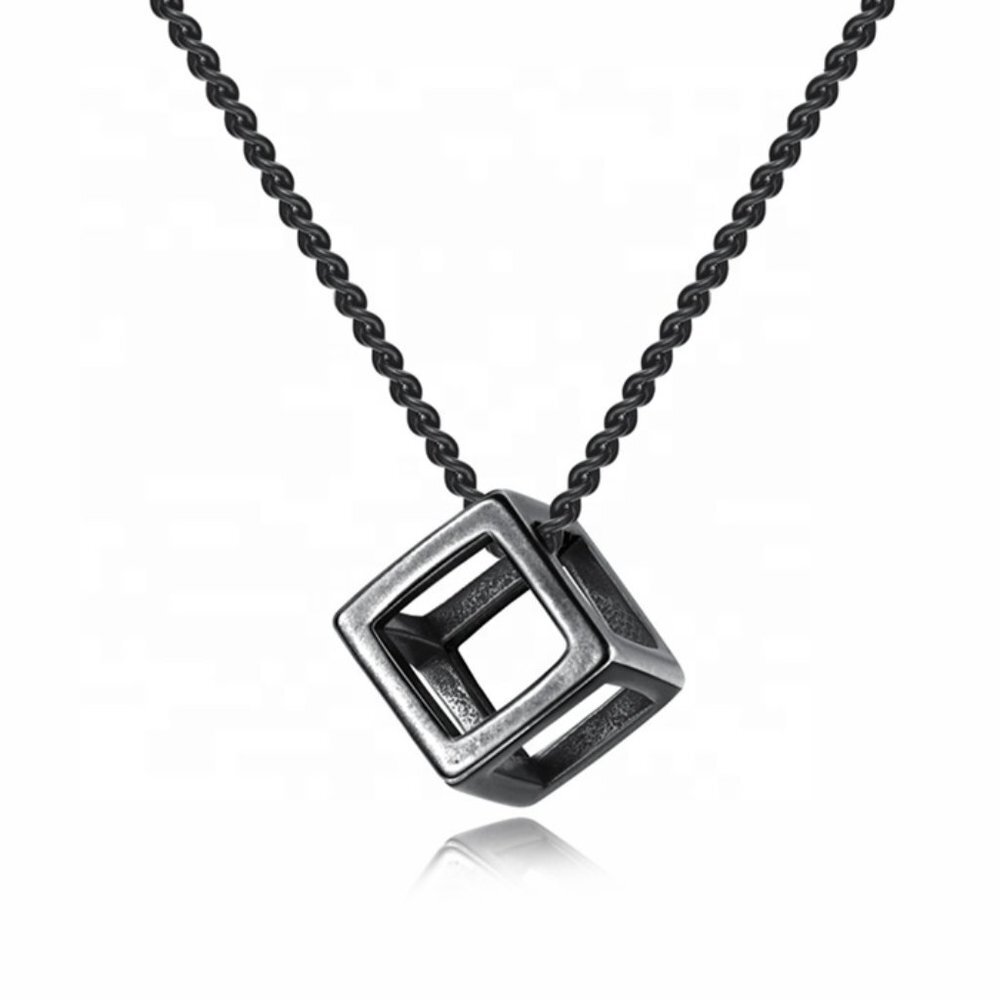❤️NEW TUNGSTEN SQUARE HOLLOW BOX CUBE PENDANT NECKLACE, N90201P156 - Picture 5 of 8